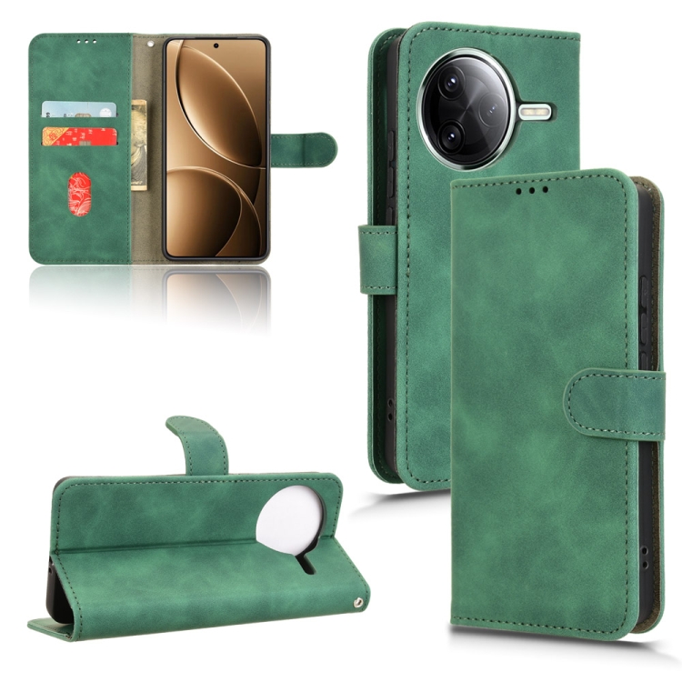 

For Redmi K80 Pro Skin Feel Magnetic Flip Leather Phone Case(Green)