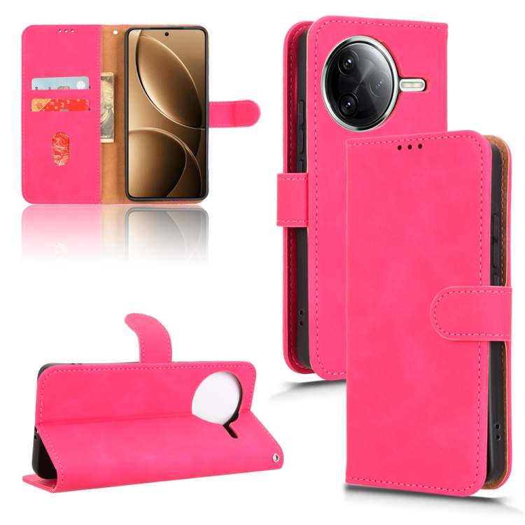 

For Redmi K80 Pro Skin Feel Magnetic Flip Leather Phone Case(Rose Red)