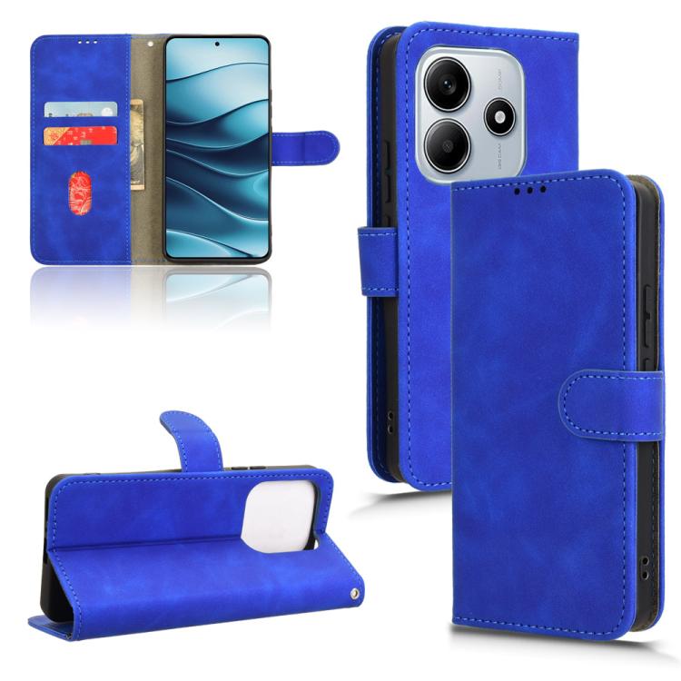 

For Redmi Note 14 4G 164.84mm EU Version Skin Feel Magnetic Flip Leather Phone Case(Blue)