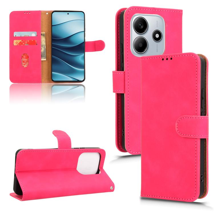 

For Redmi Note 14 4G 164.84mm EU Version Skin Feel Magnetic Flip Leather Phone Case(Rose Red)