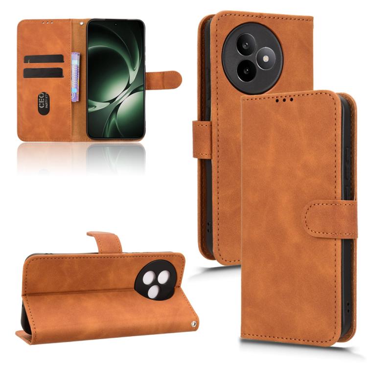 

For Redmi K80 Ultra Skin Feel Magnetic Flip Leather Phone Case(Brown)