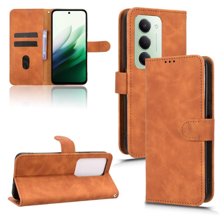 

For Redmi 15 5G / 4G EU 171mm Skin Feel Magnetic Flip Leather Phone Case(Brown)