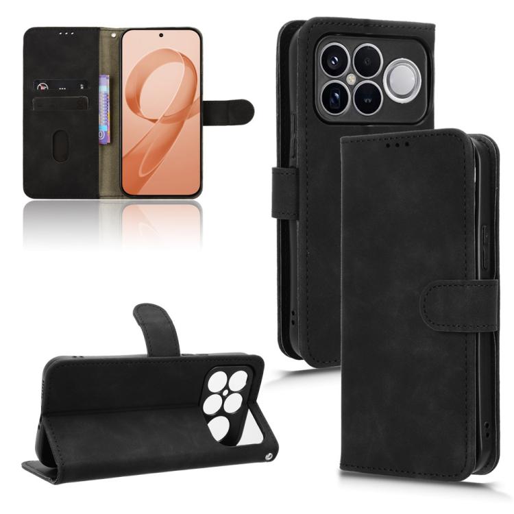 

For Redmi K90 Pro Max / Poco F8 Ultra Skin Feel Magnetic Flip Leather Phone Case(Black)