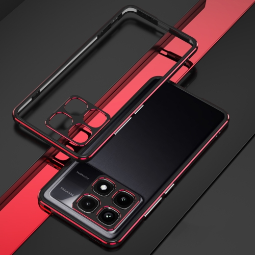 For Xiaomi Redmi K70 Ultra Aurora Series Lens Protector + Metal Frame Phone Case(Black Red)