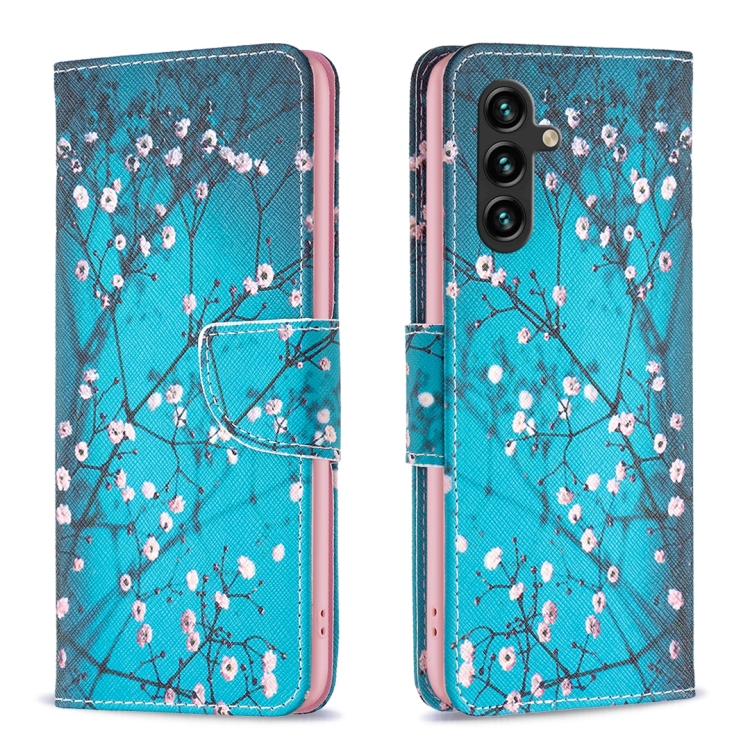 

For Samsung Galaxy A56 5G Colored Drawing Pattern Leather Phone Case(Plum Blossom)