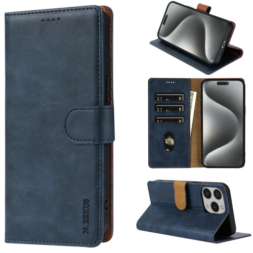 

For iPhone 16 Pro N.BEKUS CSJ-P1 Solid Color Leather Phone Case(Blue)