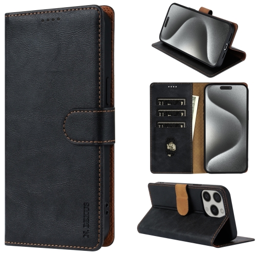 

For iPhone 13 Pro N.BEKUS CSJ-P1 Solid Color Leather Phone Case(Black)