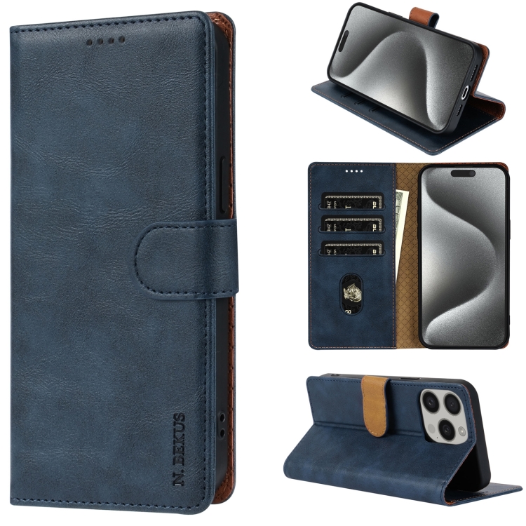 

For iPhone 12 Pro Max N.BEKUS CSJ-P1 Solid Color Leather Phone Case(Blue)