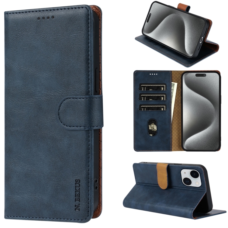 

For iPhone 15 N.BEKUS CSJ-P1 Solid Color Leather Phone Case(Blue)