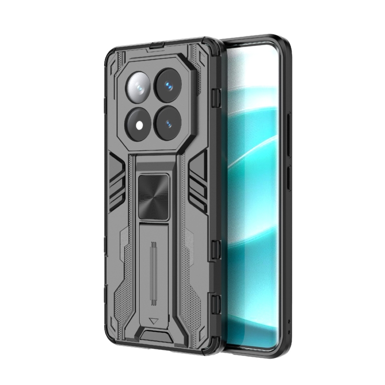

For Redmi Note 14 Pro+ 5G Supersonic PC + TPU Holder Phone Case(Black)