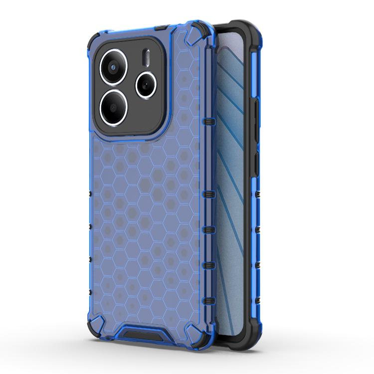 

For Redmi Note 14 5G Honeycomb Shockproof Phone Case(Blue)