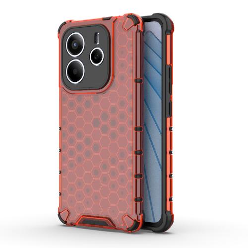 

For Redmi Note 14 5G Honeycomb Shockproof Phone Case(Red)