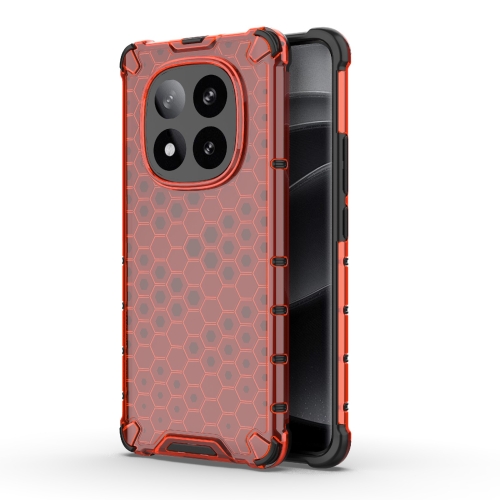 

For Redmi Note 14 Pro+ 5G Honeycomb Shockproof Phone Case(Red)