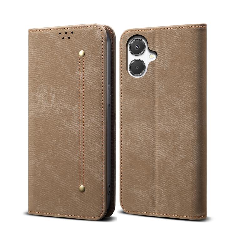 

For Samsung Galaxy A07 4G Denim Texture Casual Style Horizontal Flip Leather Case(Khaki)