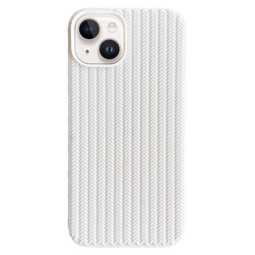 

For iPhone 14 Plus Weave Texture TPU Phone Case(White)