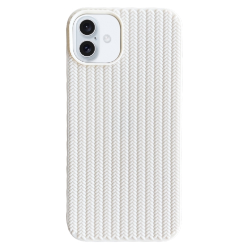 

For iPhone 16 Plus Weave Texture TPU Phone Case(White)