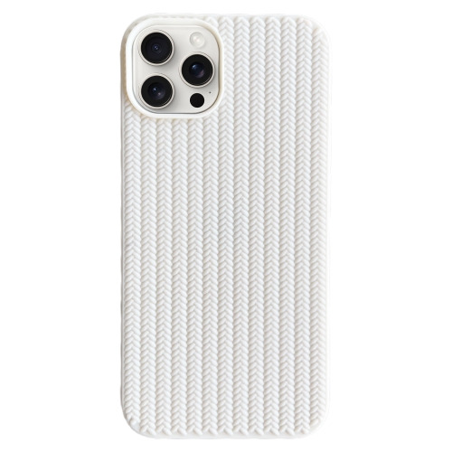 

For iPhone 16 Pro Weave Texture TPU Phone Case(White)