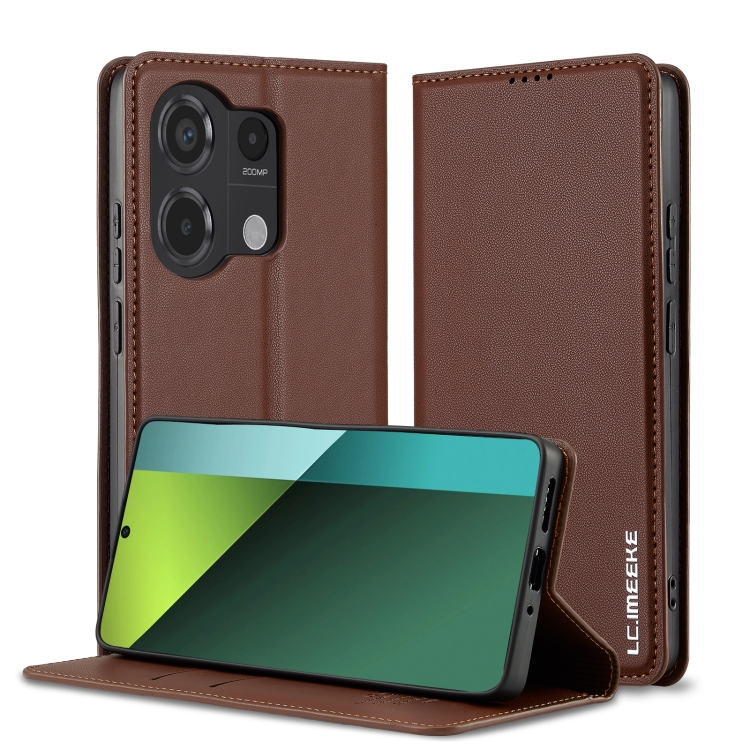 

For Redmi Note 13 Pro 4G LC.IMEEKE L1 Series Frosted Fine Texture PU Phone Case(Brown)