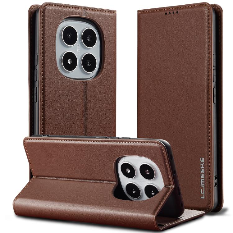 

For Redmi Note 14 Pro 4G LC.IMEEKE L1 Series Frosted Fine Texture PU Phone Case(Brown)