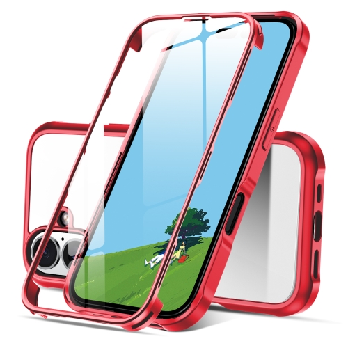 

For iPhone 16 Plus Double-sided Plastic Glass Phone Protective Case(Red)