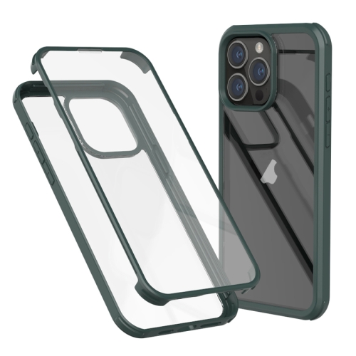 

For iPhone 15 Pro Max Double-sided Plastic Glass Phone Protective Case(Dark Green)