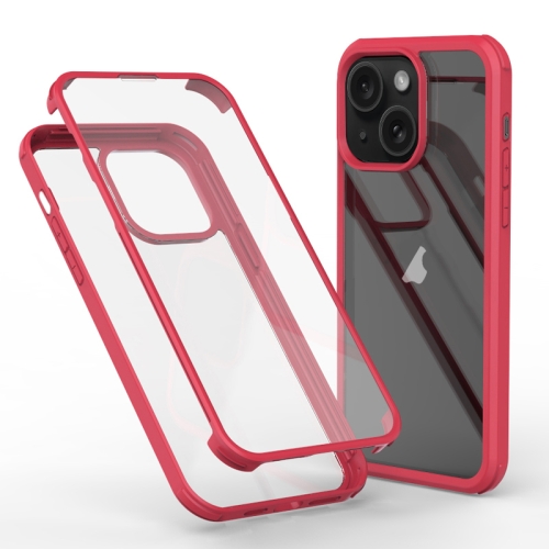 

For iPhone 15 Plus Double-sided Plastic Glass Phone Protective Case(Red)