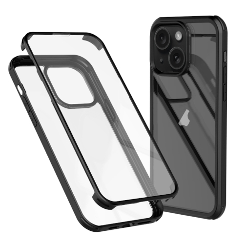 

For iPhone 15 Plus Double-sided Plastic Glass Phone Protective Case(Black)