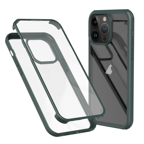 

For iPhone 14 Pro Max Double-sided Plastic Glass Phone Protective Case(Dark Green)