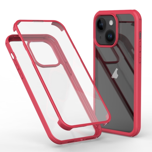 

For iPhone 13 Double-sided Plastic Glass Phone Protective Case(Red)
