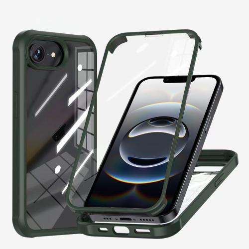 

For iPhone 16e Double-sided Plastic Glass Phone Protective Case(Dark Green)