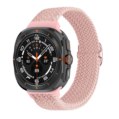 

For Samsung Galaxy Watch Ultra 47mm Slide Buckle Nylon Braided Watch Band(Pink Sand)