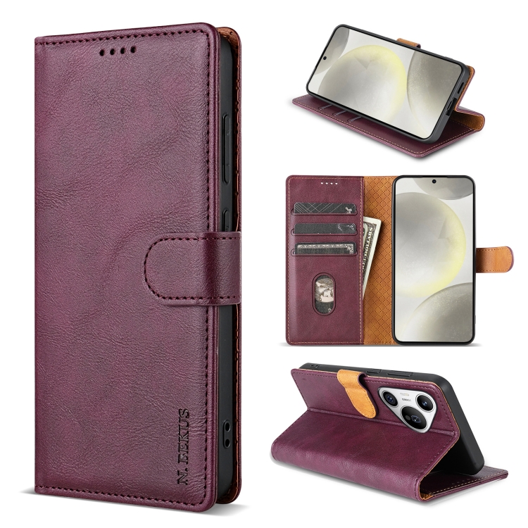 

For Huawei Pura 70 Ultra N.BEKUS CSJ-P1 Solid Color Leather Phone Case(Wine Red)