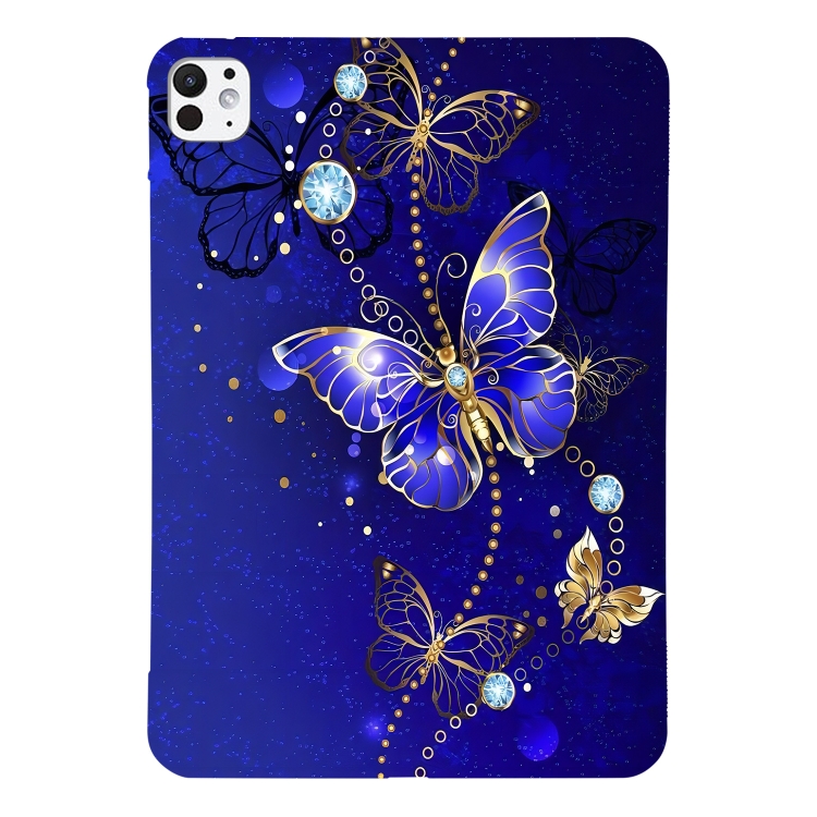 

For iPad Pro 11 2024 Color Painting Pattern Smart Tablet TPU Case(Blue Butterfly)
