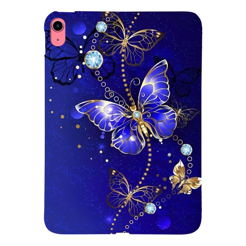 

For iPad 10th Gen 10.9 2022 Color Painting Pattern Smart Tablet TPU Case(Blue Butterfly)