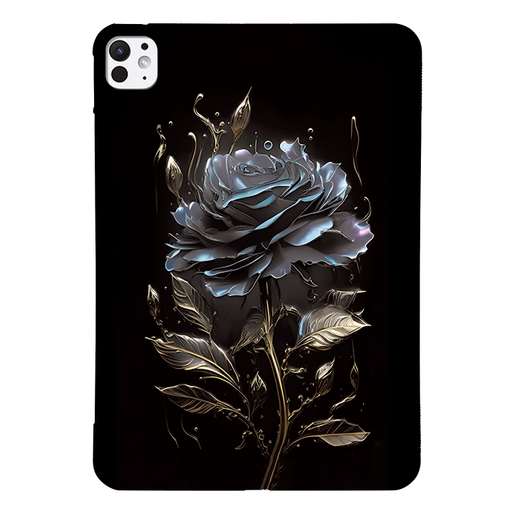 

For iPad Pro 13 2024 Color Painting Pattern Smart Tablet TPU Case(Black Rose)