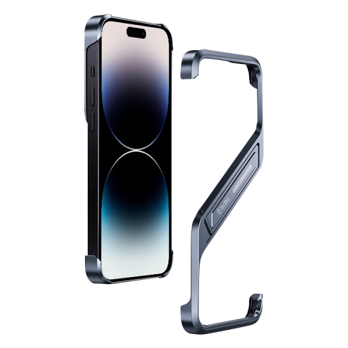 

For iPhone 14 Pro S-shaped Stand Frameless Metal Phone Case(Grey)