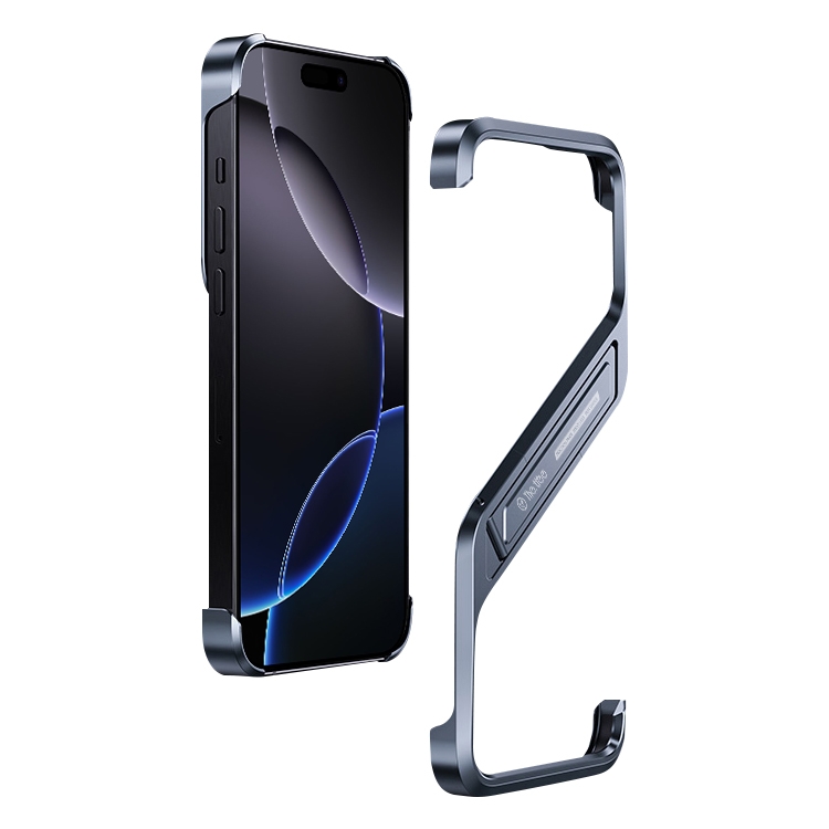 

For iPhone 16 Pro S-shaped Stand Frameless Metal Phone Case(Grey)
