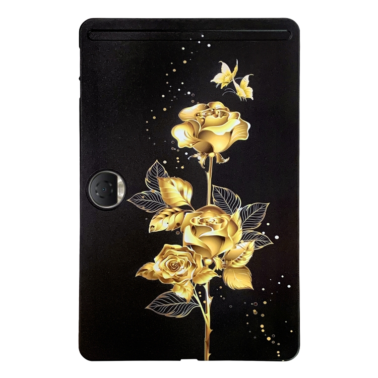 

For Honor Pad 9 Golden Rose Pattern Smart Tablet TPU Case(Black)