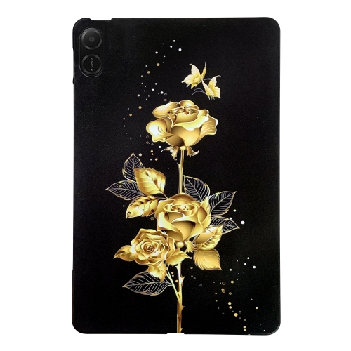 

For Honor Pad X8a Color Painting Pattern Smart Tablet TPU Case(Golden Rose)