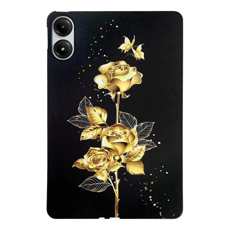 

For Redmi Pad Pro / Pad Pro 5G Color Painting Pattern Smart Tablet TPU Case(Golden Rose)