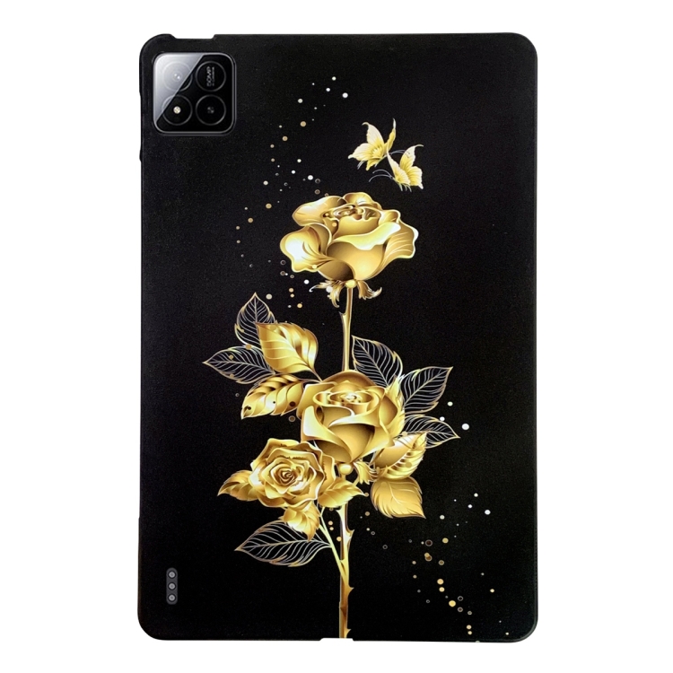 

For Xiaomi Pad 7 / Pad 7 Pro Color Painting Pattern Smart Tablet TPU Case(Golden Rose)
