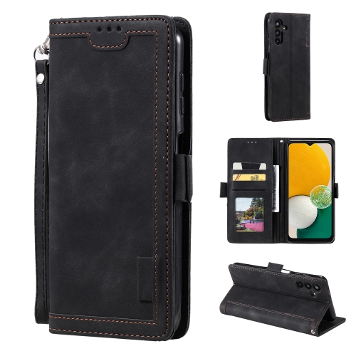 

For Samsung Galaxy A16 5G Retro Splicing Horizontal Flip Leather Phone Case(Black)