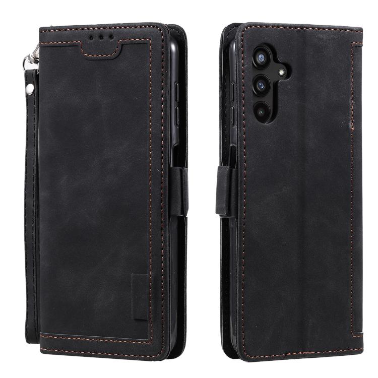 

For Samsung Galaxy A17 5G Retro Splicing Horizontal Flip Leather Phone Case(Black)