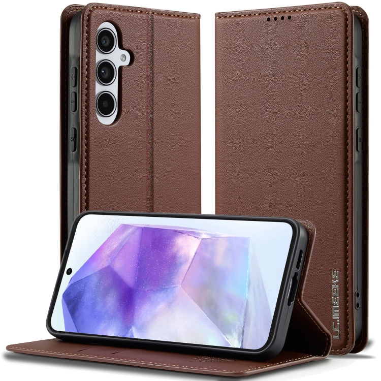 

For Samsung Galaxy S24 FE 5G LC.IMEEKE L1 Series Frosted Fine Texture PU Phone Case(Brown)