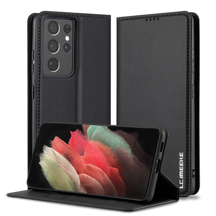 

For Samsung Galaxy S21 Ultra 5G LC.IMEEKE L1 Series Frosted Fine Texture PU Phone Case(Black)