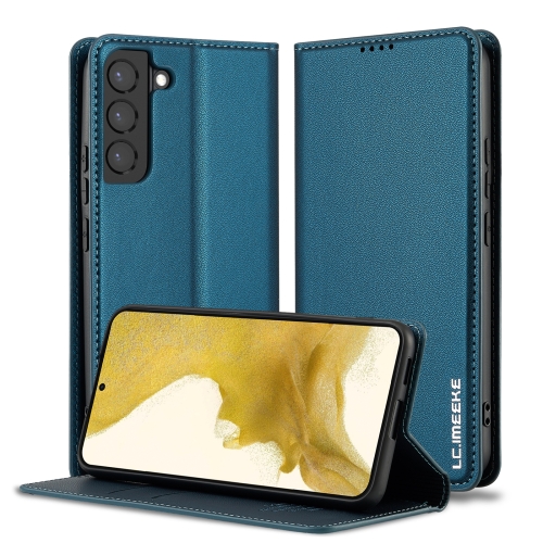 

For Samsung Galaxy S22 5G LC.IMEEKE L1 Series Frosted Fine Texture PU Phone Case(Blue)
