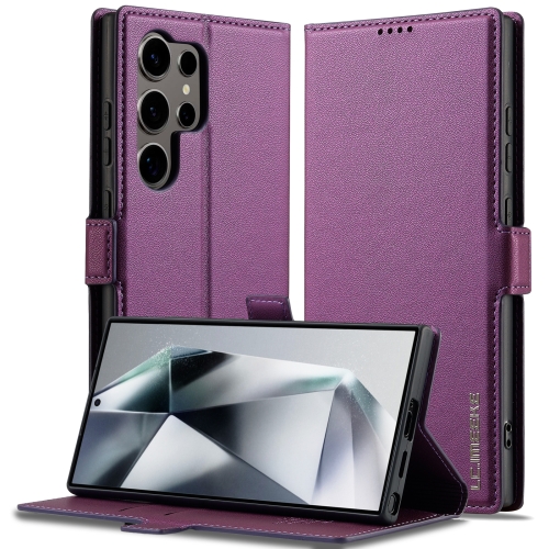 

For Samsung Galaxy S25 Ultra 5G LC.IMEEKE L1 Series Frosted Fine Texture PU Phone Case(Purple)