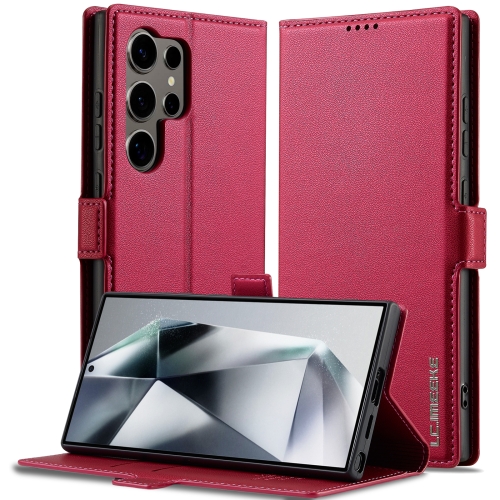 

For Samsung Galaxy S25 Ultra 5G LC.IMEEKE L1 Series Frosted Fine Texture PU Phone Case(Red)