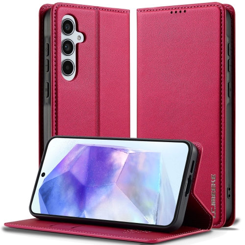

For Samsung Galaxy S25+ 5G LC.IMEEKE L1 Series Frosted Fine Texture PU Phone Case(Red)