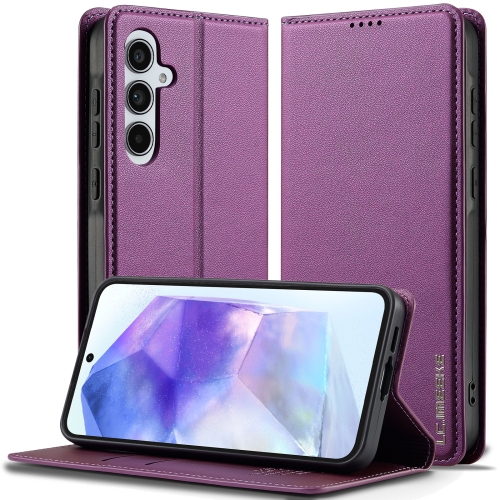 

For Samsung Galaxy S25 5G LC.IMEEKE L1 Series Frosted Fine Texture PU Phone Case(Purple)